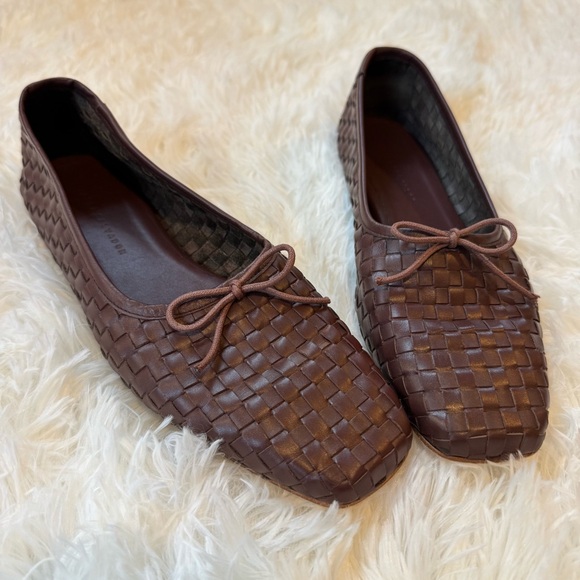 Freda Salvador Jada woven leather brown flats with bow detail size 10 women - Picture 3 of 11